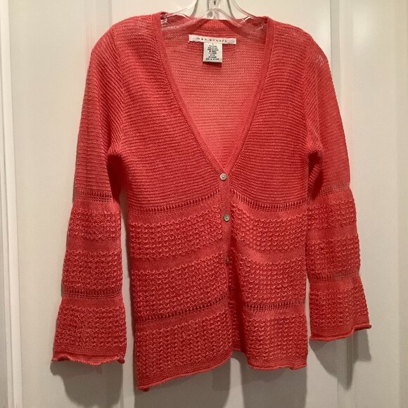 Max Studio Cardigan Sweater, coral color, size small - Picture 2 of 4